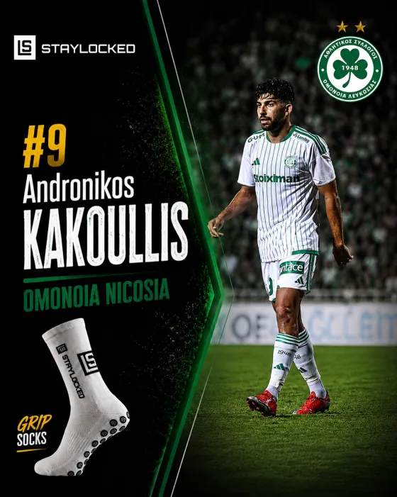 Andronikos Kakoullis wearing StayLocked grip socks